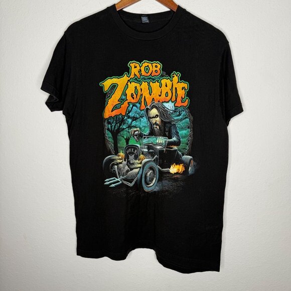 Rob Zombie Hell Bound Dragula Car black Tultex Graphic T-shirt Sz L - Picture 2 of 7